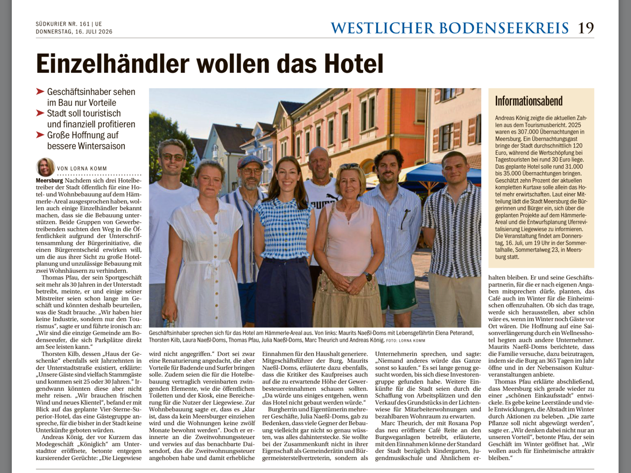 SÜDKURIER vom 16. Juli 2026: Einzelhändler wollen das Hotel